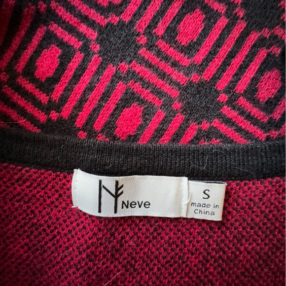 NEVE NWOT WOOL BLEND TANK STYLE DRESS JUMPER BLACK & RED GEOMETRIC PRINT | SMALL - Picture 9 of 9